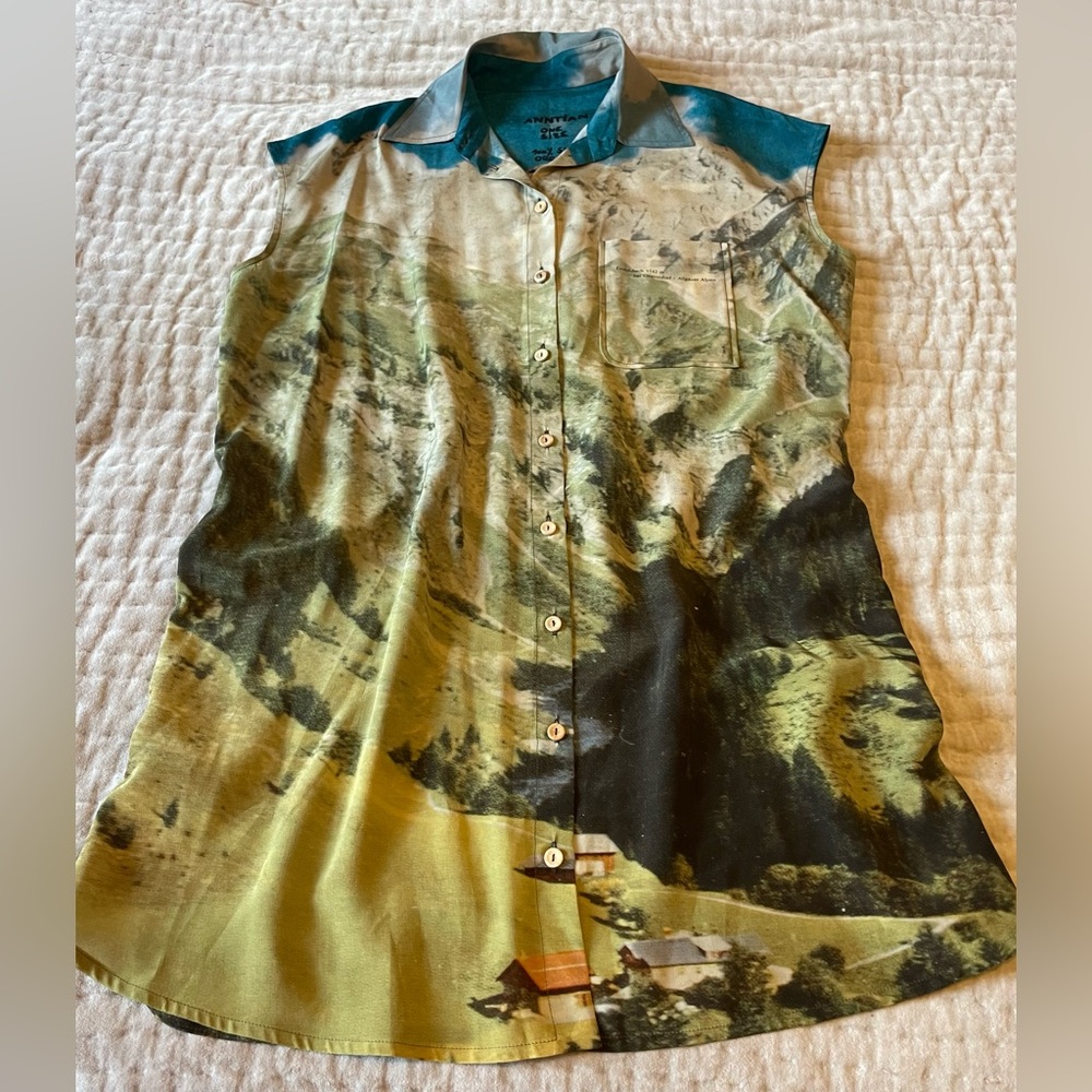 ANNTIAN The Long Silk Shirt In Oberstdorf Postcard Print Iconic Organic Rare OS - Picture 5 of 16